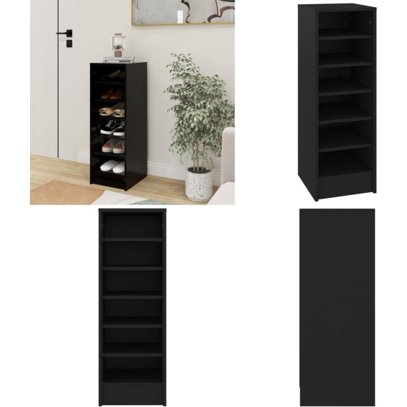 Armoire à chaussures Noir 31,5x35x90 cm Bois d'ingénierie - Meuble Chaussure - Étagère Chaussure - Rangement Chaussure - Armoire Chaussure - Meuble