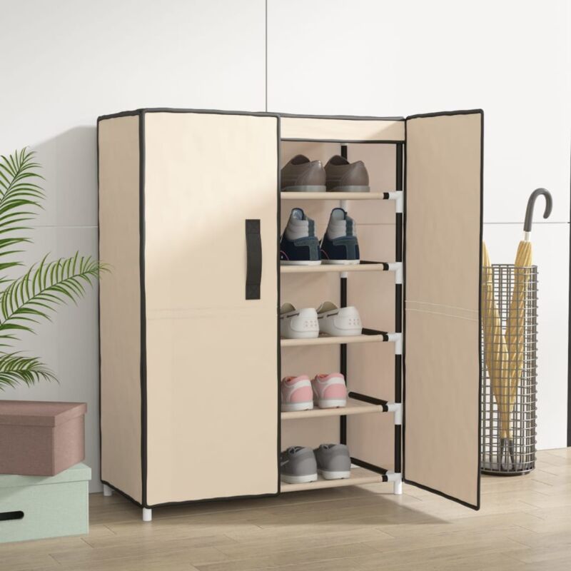 Armoire à chaussures Crème 60x28x90 cm Tissu Vidaxl