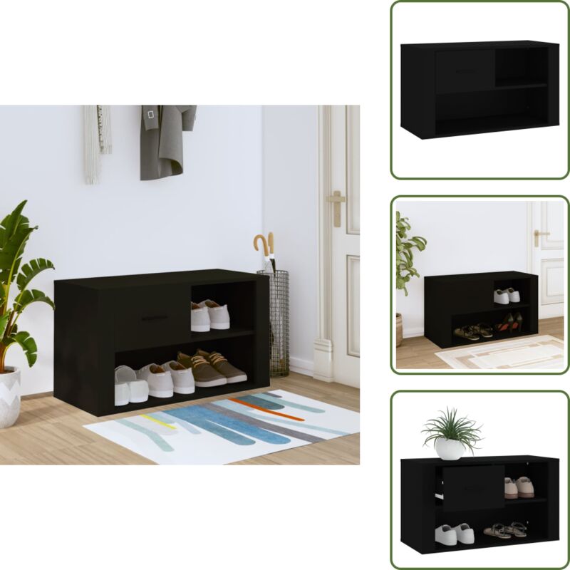Armoire à chaussures Noir 80x35x45 cm Bois d'ingénierie - Meuble Chaussure - Armoire Chaussure - Range Chaussures - Étagère Chaussure - Rangement