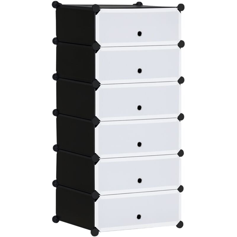 Homcom - Meuble de rangement à chaussures modulable 6 casiers rectangulaires empilables - noir et blanc