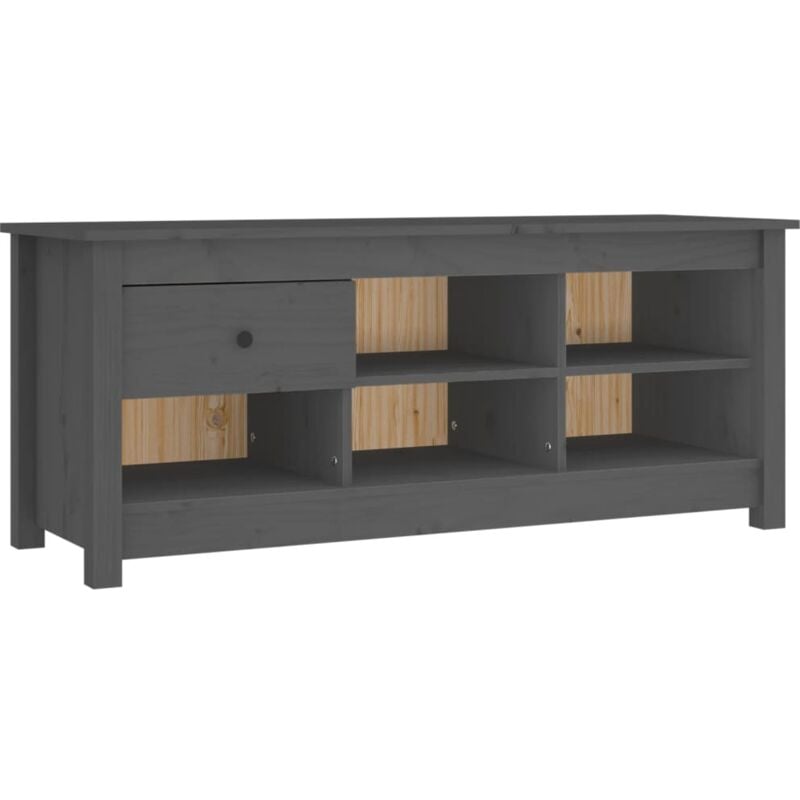 Armoire à chaussures range chaussures rangement meuble entrée couloir salon 110 x 38 x 45,5 cm bois de pin massif gris