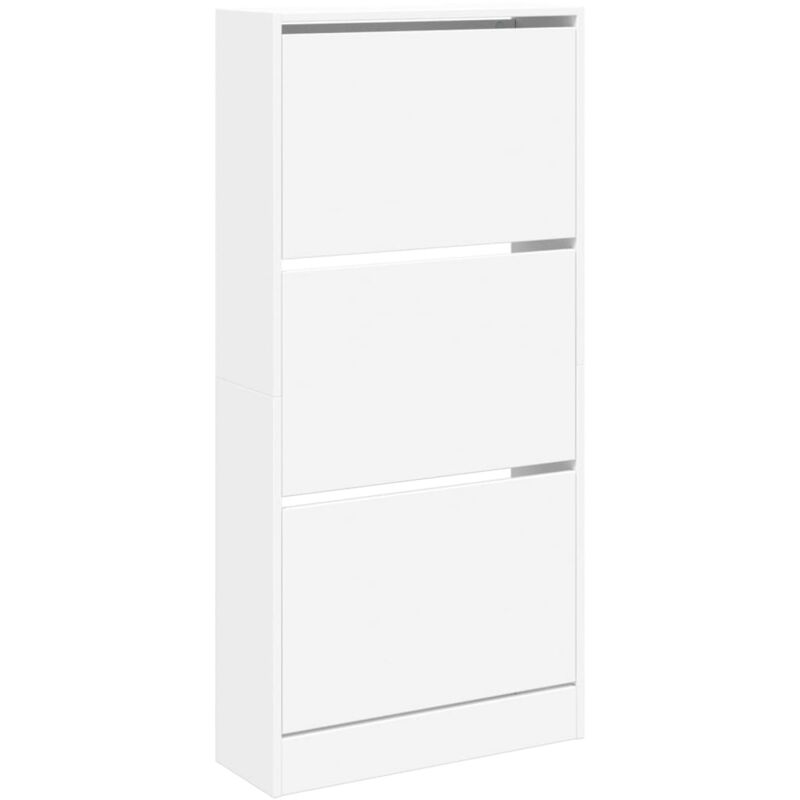 Armoire à chaussures range chaussures rangement meuble entrée couloir salon 60 x 21 x 125,5 cm bois d'ingénierie blanc