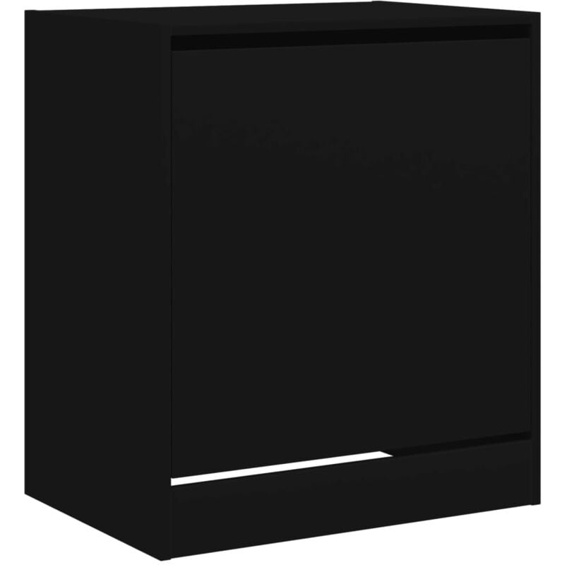 Helloshop26 - Armoire à chaussures range chaussures rangement meuble entrée couloir salon 60 x 42 x 69 cm bois d'ingénierie noir