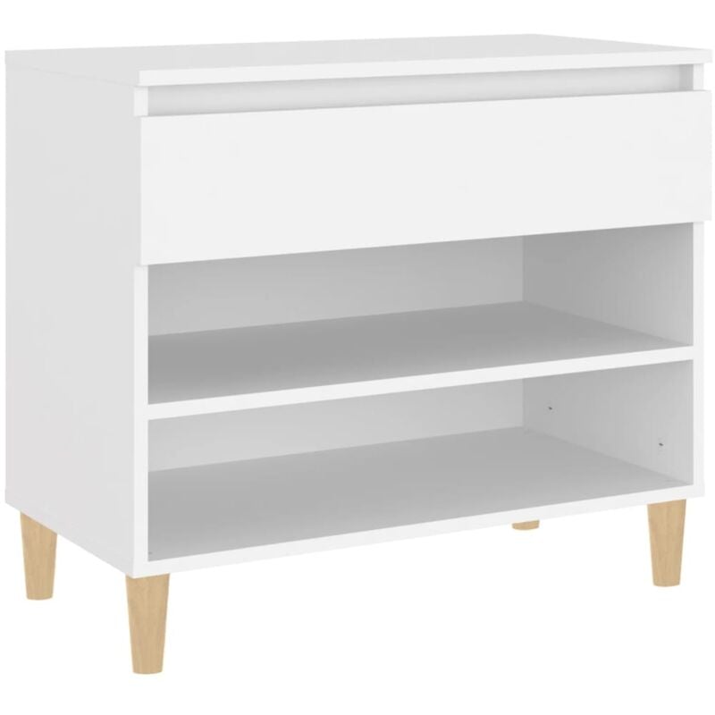 Helloshop26 - Armoire à chaussures range chaussures rangement meuble entrée couloir salon 70 x 36 x 60 cm bois d'ingénierie blanc