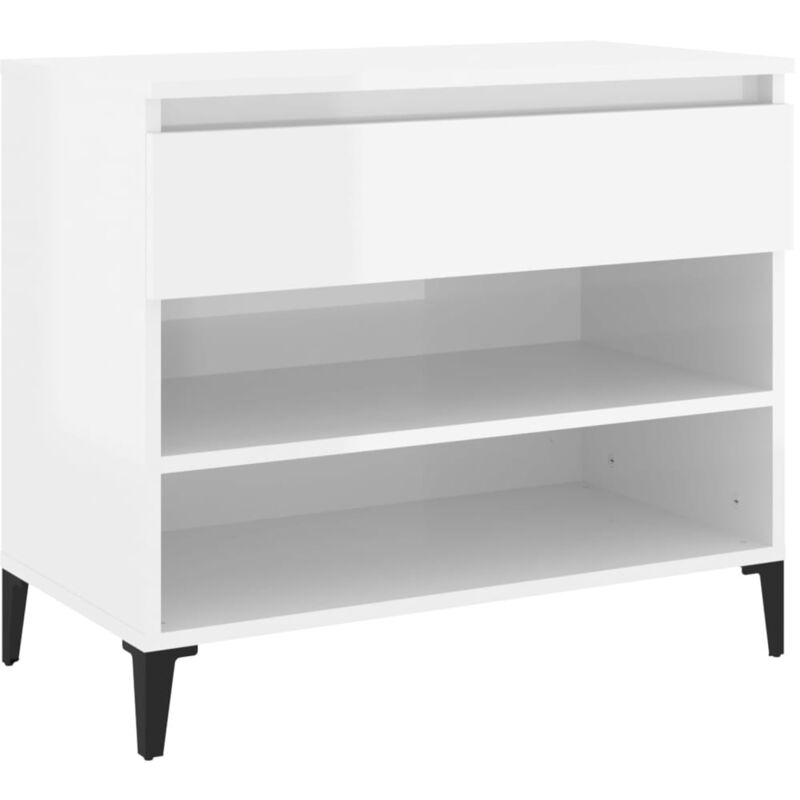 Armoire à chaussures range chaussures rangement meuble entrée couloir salon brillant 70 x 36 x 60 cm bois ingénierie blanc
