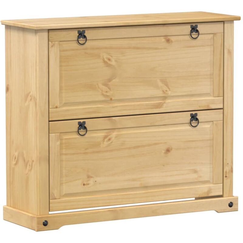 Armoire à chaussures range chaussures rangement meuble entrée couloir salon Corona 99 x 32 x 85 cm bois de pin massif brun