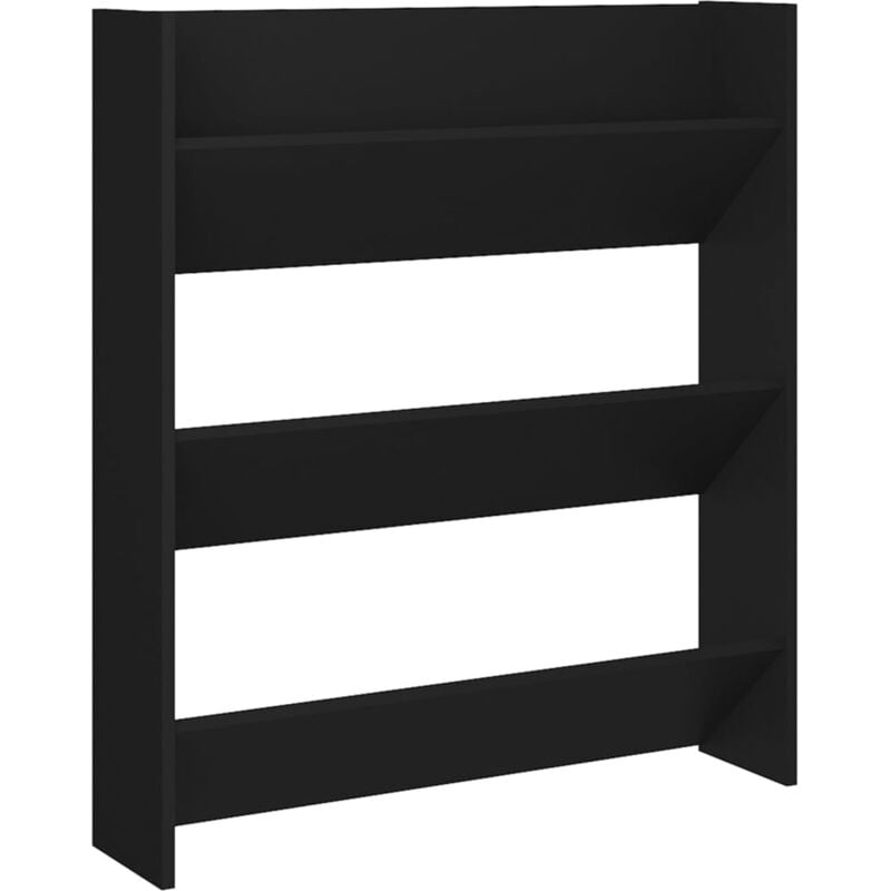 Armoire à chaussures range chaussures rangement meuble entrée couloir salon murale 80 x 18 x 90 cm bois d'ingénierie noir