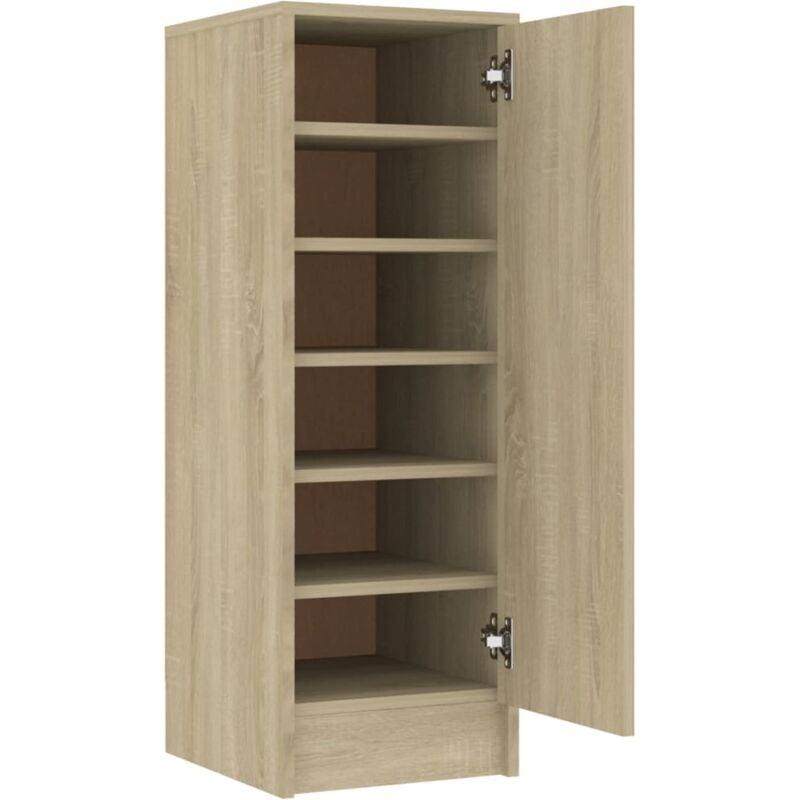 Armoire à chaussures range chaussures rangement meuble entrée couloir salon sonoma 32 x 35 x 92 cm bois d'ingénierie brun