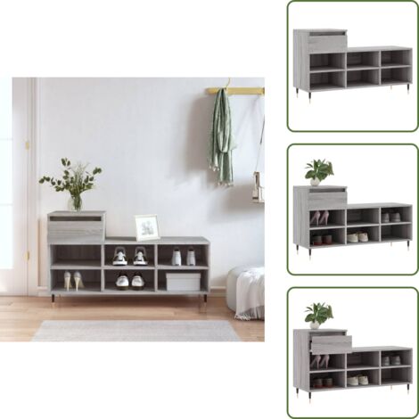 Armoire à chaussures Sonoma gris 102x36x60 cm Bois d'ingénierie - Armoire À Chaussures - Rangements Chaussures - Rangement Maison - Mobilier Entrée - Étagère Chaussure