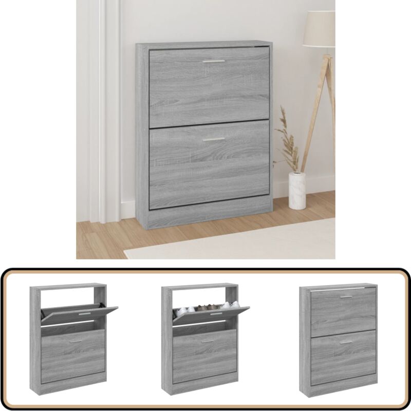 Vidaxl - Armoire à chaussures Sonoma gris 59x17x81 cm Bois d'ingénierie - Meuble Range Chaussure - Armoire Chaussure - Rangement Chaussures - Étagère