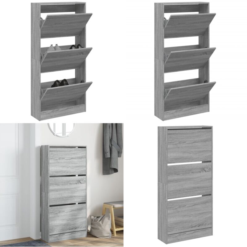 Vidaxl - Armoire à chaussures sonoma gris 60x21x125,5 cm bois ingénierie - Meuble Chaussure - Rangements Chaussures - Armoire Chaussures - Meuble