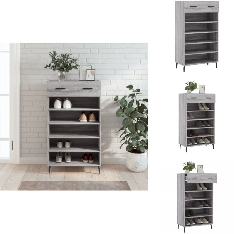 Vidaxl - Armoire à chaussures sonoma gris 60x35x105 cm bois d'ingénierie - Armoire à Chaussures - Meuble Rangement - Rangement Chaussures - Mobilier