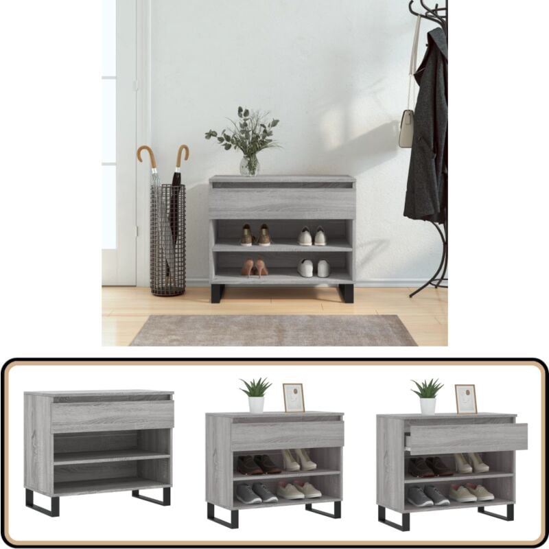 Vidaxl - Armoire à chaussures Sonoma gris 70x36x60 cm Bois d'ingénierie - Meuble Chaussure - Rangements Chaussures - Étagère Chaussures - Armoire