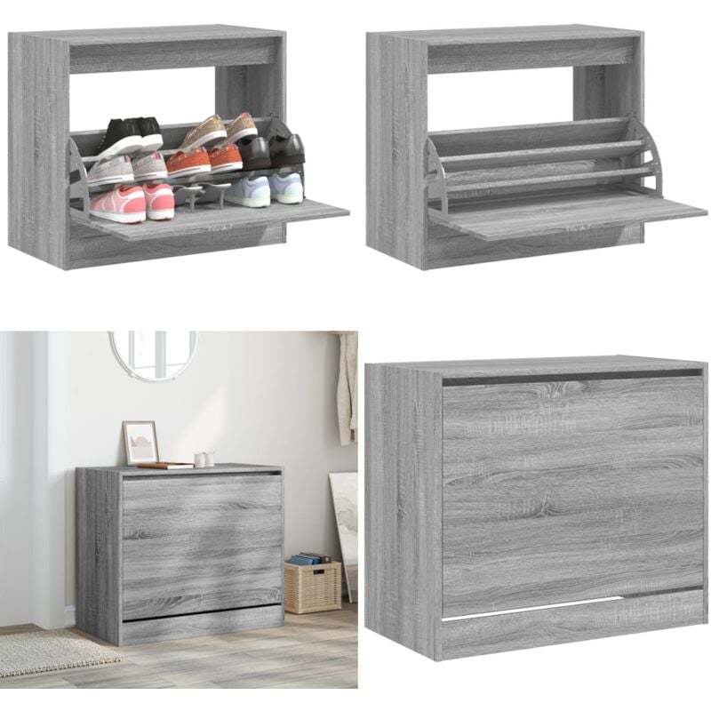 Vidaxl - Armoire à chaussures sonoma gris 80x42x69 cm bois d'ingénierie - Meuble Chaussure - Rangements Chaussures - Armoire Chaussures - Rangement