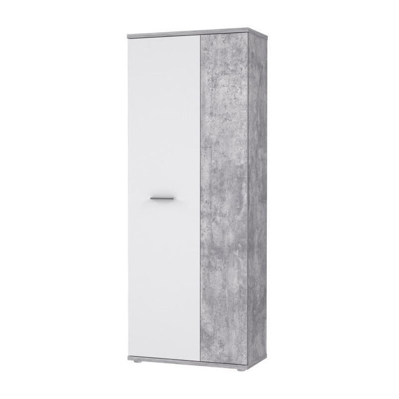 Les Tendances - Armoire a chaussures style contemporain effet beton et blanc mat - l 69 cm