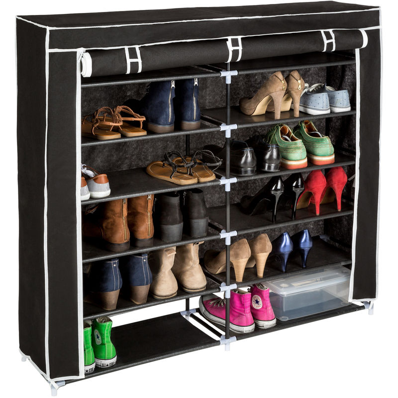 Meuble A Chaussures 6 Etageres En Tissu Pour 24 Paires De Chaussures 115 Cm X 110 Cm X 28 Cm Noir 402532