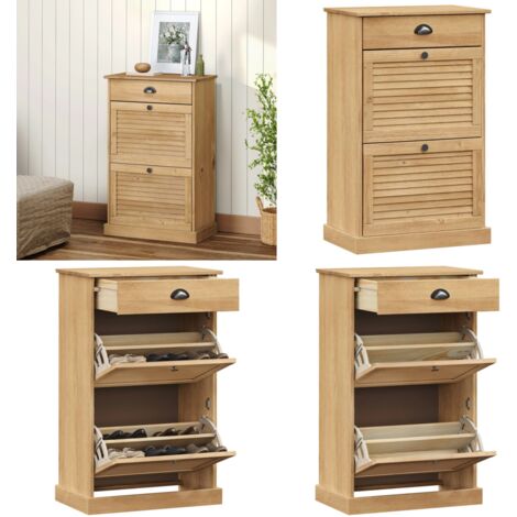 Armoire à chaussures VIGO 60x35x96 cm bois massif de pin - Armoire À Chaussures - Meuble Rangement Chaussures - Rangement Intérieur - Rangement Chaussures - Mobilier Entrée - Home & Living
