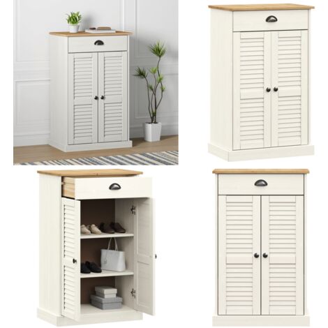 Armoire à chaussures VIGO blanc 60x35x96 cm bois massif de pin - Meuble Range Chaussure - Meuble Rangement Chaussures - Armoire À Chaussures - Rangement Intérieur - Armoire Design - Home & Living