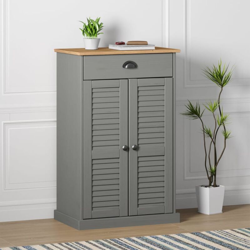 Vidaxl - Armoire à chaussures vigo gris 60x35x96 cm bois massif de pin