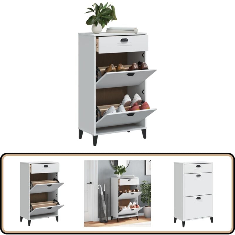 Vidaxl - Armoire à chaussures viken blanc bois d'ingénierie - Meuble Chaussure - Rangements Chaussures - Armoire Chaussures - Meuble Entrée