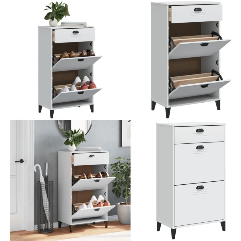 Armoire à chaussures viken blanc bois d'ingénierie - Meuble Chaussure - Rangements Chaussures - Armoire Chaussures - Meuble Entrée - Rangement