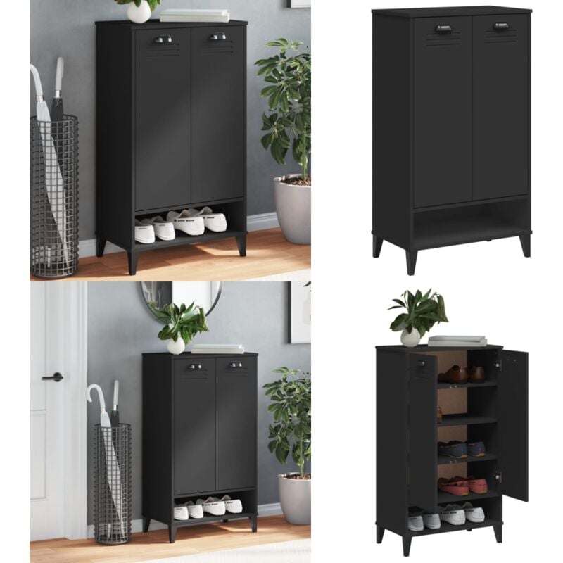 Vidaxl - Armoire à chaussures viken noir bois d'ingénierie - Armoire à Chaussures - Meuble Chaussure - Rangement Chaussures - Placard Chaussures