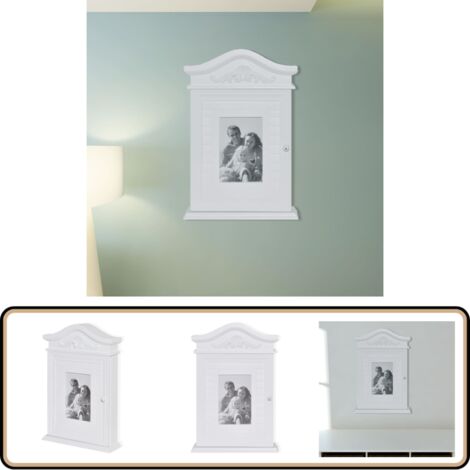 Armoire à clés avec cadre photo Blanc - Armoire À Clés - Porte-clés - Organisateur De Clés - Rangement Clés - Armoire Murale