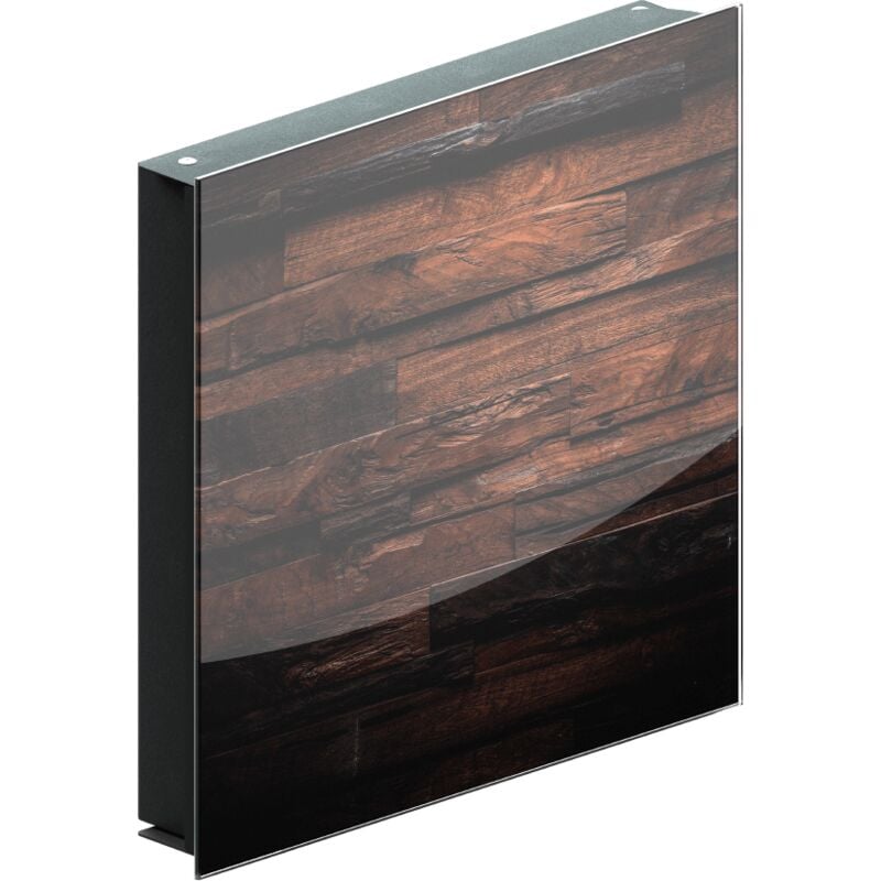 Armoire à Clés en Verre Magnétique Style Bois Sombre 30x30x4,7cm, 50 Crochets