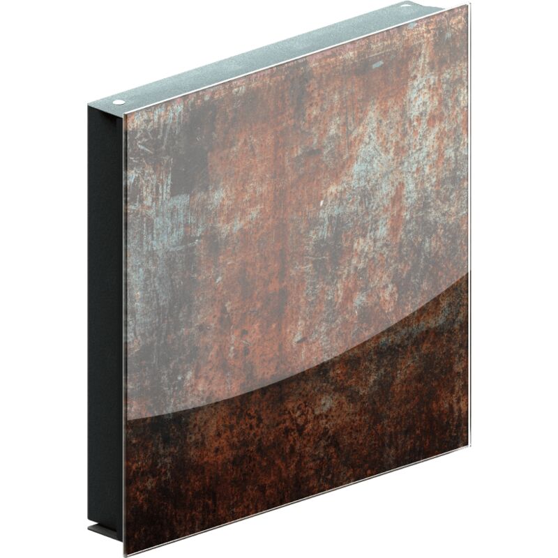 Armoire à Clés en Verre Magnétique Style Rouille 30x30x4,7cm, 50 Crochets