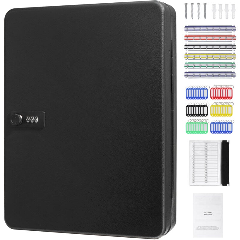 Armoire à clés Mophorn 48 clés, acier, coffre-fort à clés, combinaison et serrure, supports réglables, étiquettes et cartes de couleur,