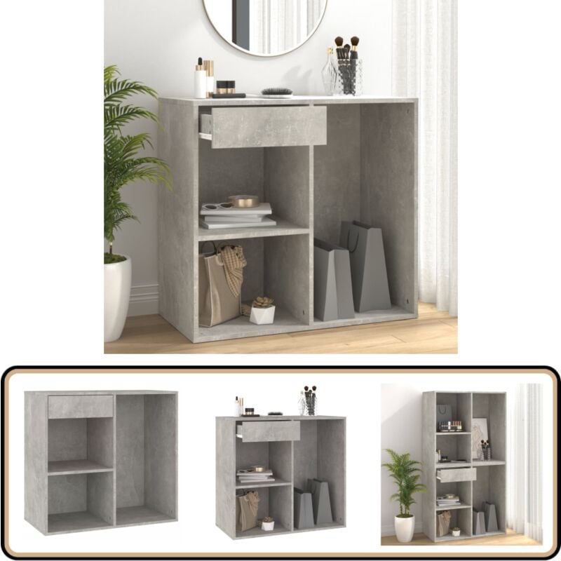 Armoire à cosmétiques Gris béton 80x40x75 cm Bois d'ingénierie - Armoire Cosmetique - Meuble Rangement - Commode Makeup - Organisation Salle Bain