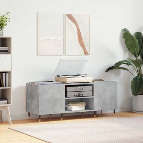 Armoire à disques, Bibliothèque, Meuble de Rangement, Meuble TV gris béton 121x38x48 cm bois d'ingénierie HYB40139