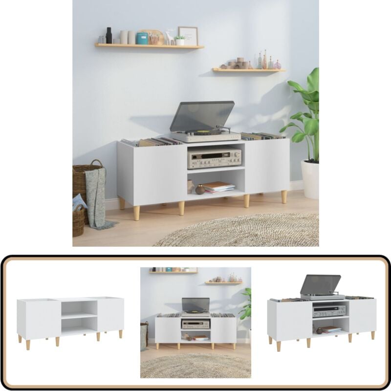 Vidaxl - Armoire à disques blanc 121x38x48 cm bois d'ingénierie - Meuble Vinyle - Étagère Disque - Rangement Musique - Bibliothèque Audiophile