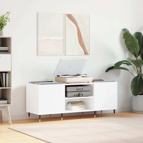 Armoire à disques blanc 121x38x48 cm bois d'ingénierie vidaXL