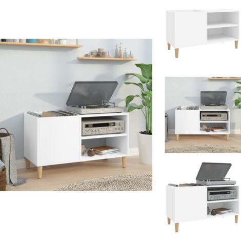 Armoire à disques blanc 84,5x38x48 cm bois d'ingénierie - Meuble À Disques - Armoire À Disques - Rangement Vinyl - Étagère Disque - Support Tourne-disque