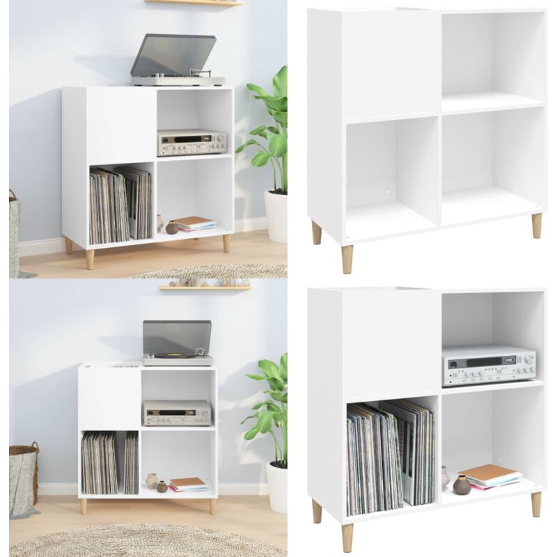 Vidaxl - Armoire à disques blanc 84,5x38x89 cm bois d'ingénierie - Meuble à Disques - Armoire à Vinyle - Rangement Disque Vinyle - Étagère Musique