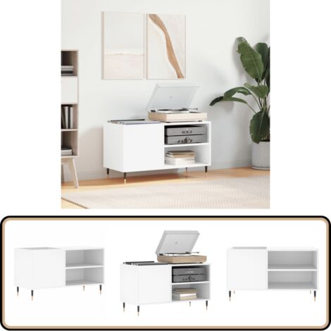 Armoire à disques blanc 85x38x48 cm bois d'ingénierie - Meuble À Disques - Armoire À Vinyle - Rangement Disque Vinyle - Étagère Musique - Support Tournivelle