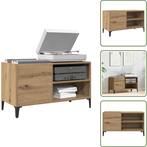 Armoire à disques chêne artisanal 84,5x38x48 cm bois ingénierie - Armoire À Disques - Armoires À Disques - Armoire Pour Tourne-disques - Armoire De Rangement En Vinyle