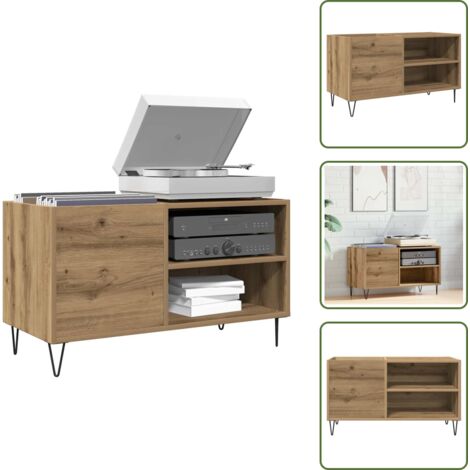 Armoire à disques chêne artisanal 84,5x38x48 cm bois ingénierie - Armoire À Disques - Armoires À Disques - Armoire Pour Tourne-disques - Armoire De Rangement Pour Vinyles