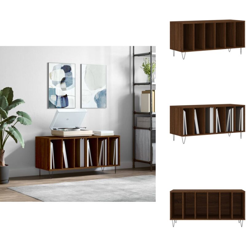 Armoire à disques chêne marron 100x38x48 cm bois d'ingénierie - Meuble À Disques - Armoire À Vinyle - Rangement Musique - Étagère Disque - Support