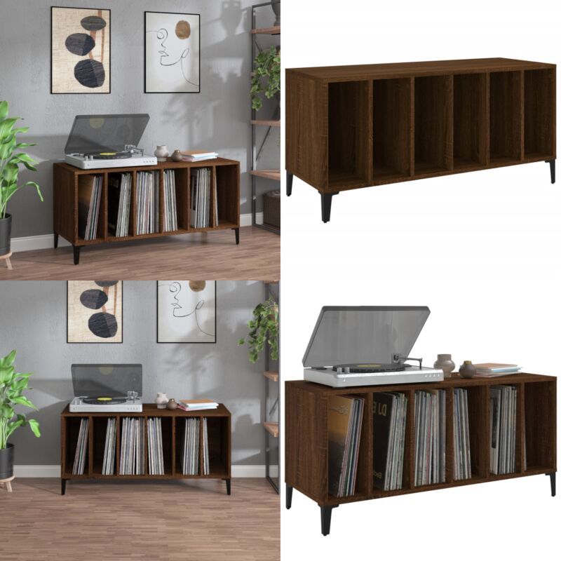 Armoire à disques chêne marron 100x38x48 cm bois d'ingénierie - Meuble Vinyle - Armoire Disque - Rangement Musique - Étagère Vinyle - Support