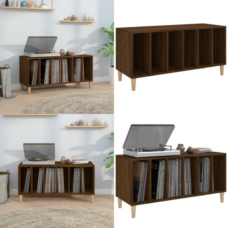 Armoire à disques chêne marron 100x38x48 cm bois d'ingénierie - Meuble Vinyle - Étagère Disque - Rangement Musique - Bibliothèque Audiophile - Meuble