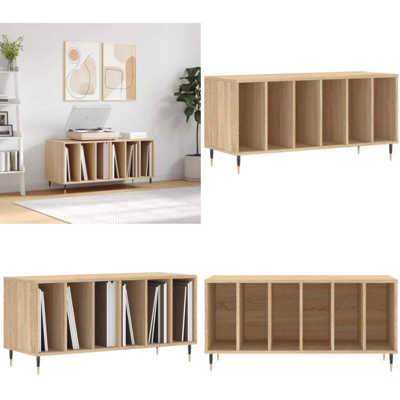 Vidaxl - Armoire à disques chêne sonoma 100x38x48 cm bois d'ingénierie - Meuble à Disques - Armoire à Vinyle - Rangement Disque Vinyle - Étagère
