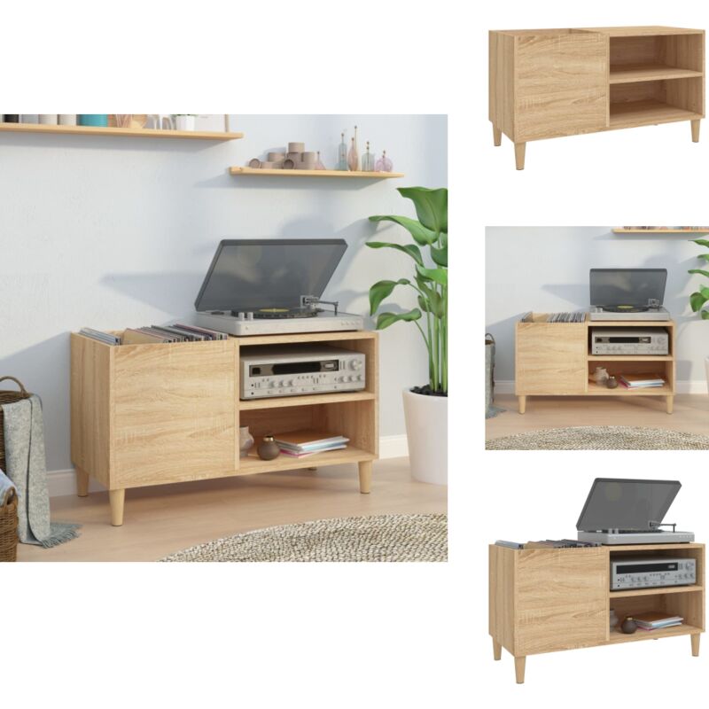 Armoire à disques chêne sonoma 84,5x38x48 cm bois d'ingénierie - Meuble à Disques - Armoire Vinyle - Rangement Musique - Étagère Disque - Support