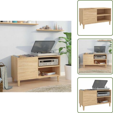 Armoire à disques chêne sonoma 84,5x38x48 cm bois d'ingénierie - Meuble À Disques - Armoire Vinyle - Rangement Musique - Étagère Disque - Support Tourne-disque