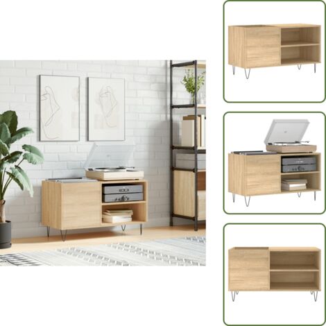 Armoire à disques chêne sonoma 85x38x48 cm bois d'ingénierie - Meuble À Disques - Armoire À Vinyle - Rangement Disque Vinyle - Étagère Musique - Support Tourne-disque