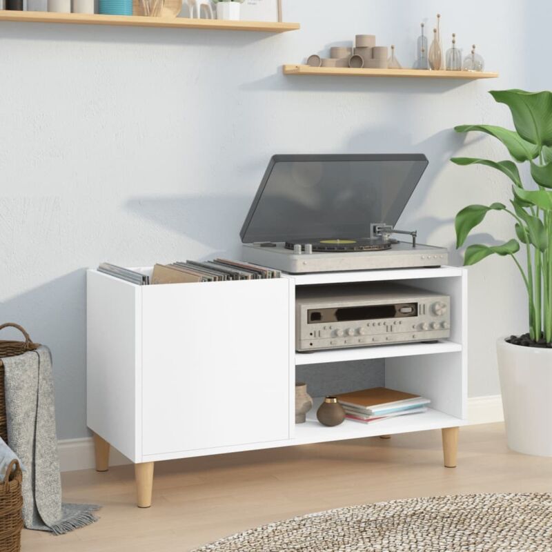 Armoire à disques-Étagère range CD-Meuble de rangement blanc 84,5x38x48 cm bois d'ingénierie 825108