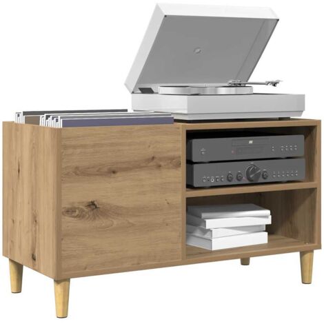 Armoire à disques-Étagère range CD-Meuble de rangement chêne artisanal 84,5x38x48 cm bois ingénierie 372891