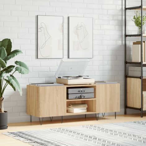 Armoire à disques-Étagère range CD-Meuble de rangement chêne sonoma 121x38x48 cm bois d'ingénierie 101584