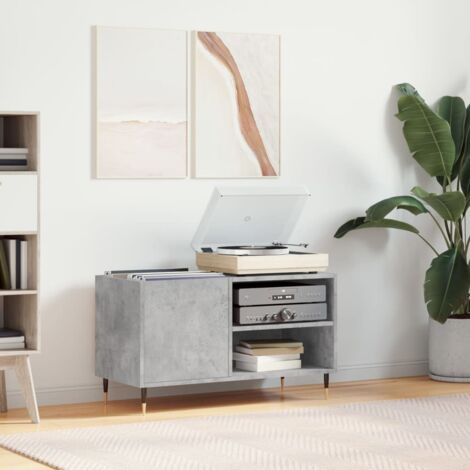 Armoire à disques-Étagère range CD-Meuble de rangement gris béton 85x38x48 cm bois d'ingénierie 316678